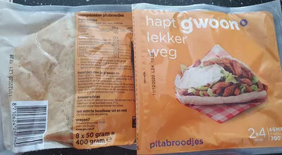 Pitabroodjes 2×4 stuks á 50 g g'woon,  Gwoon 200 g, code 8710624252380