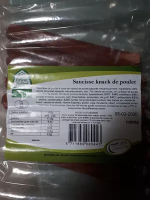 Saucisse knack de poulet Orient delice 1000g, code 8711659080443