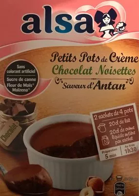 Petits pots de crème chocolat noisettes Alsa , code 8712100798481