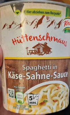 Hüttenschmaus Spaghetti in Käse-Sahne-Sauce Knorr , code 8714100385098