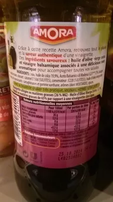 Vinaigrette Bi-Phasée Huile d'olive & Vinaigre balsamique Amora, Unilever 380 ml, code 8718114724010