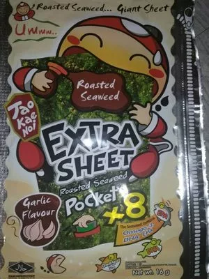 Extra Sheet Roasted Seaweed Garlic Flavour Pocket Tao Kae Noi 16 g, code 8858702402033