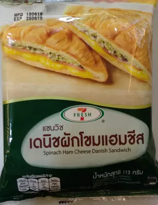 เดนิชผักโขมแฮมชีสแซนวิช 7เฟรช, 7fresh, 7-11, ซีพี, cp, cpram 113 g per pack, code 8858867804307