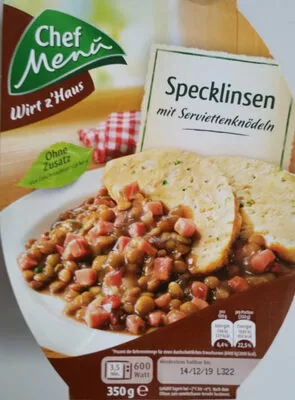 Specklinsen mit Serviettenknödeln Chef Menü 350 g, code 9010158009863