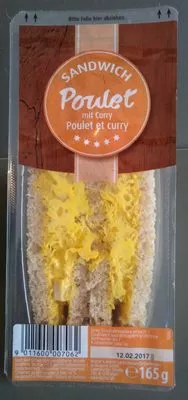 Sandwich Poulet et curry  165g, code 9011600007062