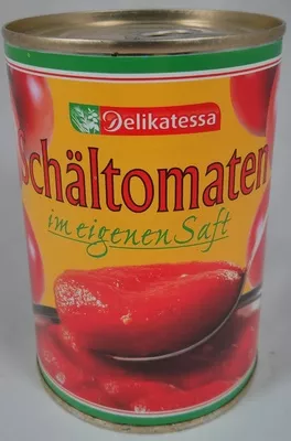 Schältomaten im eigenen Saft Delikatessa Nettogewicht: 400 g Abtropfgewicht: 240 g, code 9120042695031