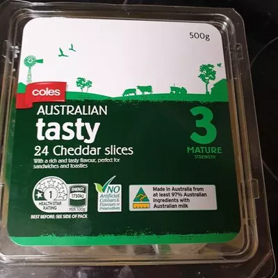 Coles Australian Tasty Cheddar Slices Coles , code 9300601017003