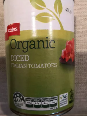 Organic diced Italian Tomatoes Coles 400 g, code 9300601201563