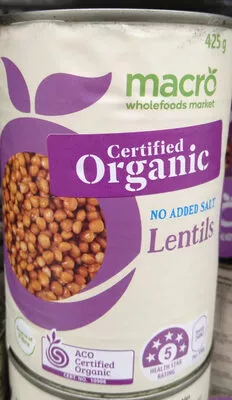 Lentils (no added salt) Macro Wholefood Market 425g, code 9300633454296