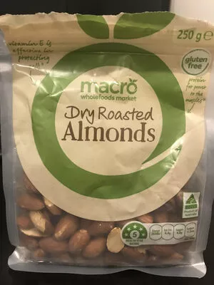 Dry roasted almonds Macro 250g, code 9300633974114