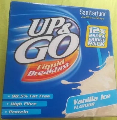 Up & Go Vanilla Ice flavour Sanitarium, Up & Go 12x 250mL Fridge Pack, code 9300652803235