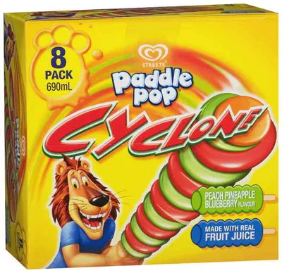 Paddle Pop Cyclone 8 Pack Streets, Paddle Pop, Unilever 690ml, code 9310016801371