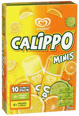 Calippo Minis Tropical 10 Pack Streets, Calippo, Unilever 575ml 10 Pack, code 9310016803054