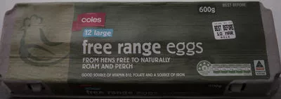 12 Large Free Range Eggs Coles 600 g, code 9310645119137