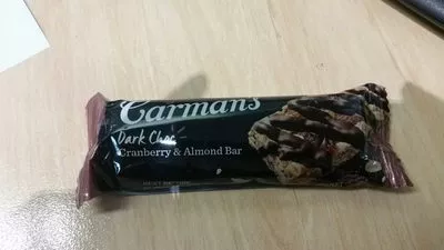 Dark choc cranberry and almond bar Carmans 1, code 9319133332287