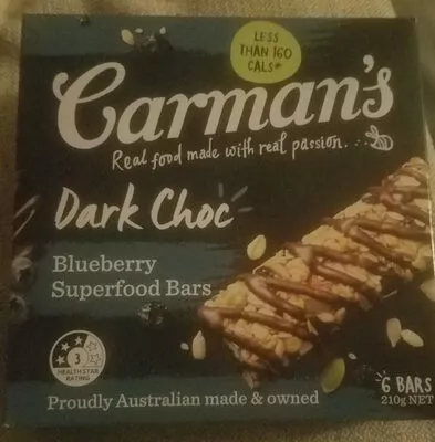 Blueberrie superfood bars Carman's 210g NET, code 9319133332867