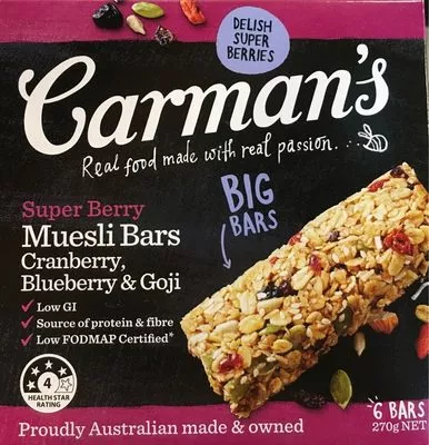 Carman's Super Berry Muesli Bars Carman's 270g, code 9319133333574