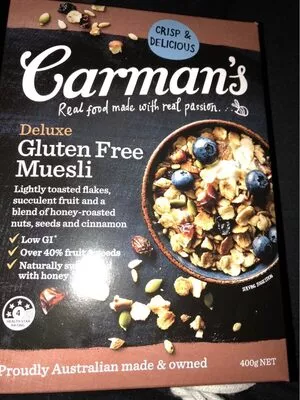 Deluxe Gluten free muesli Carman's 400g, code 9319133338012