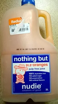 Nothing But 31.5 Oranges Pulp Free Juice Nudie 3L, code 9332991001607