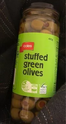 Stuffed green olives Coles , code 93468091