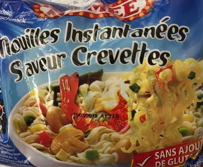 Nouilles instantanées saveur crevettes La memee, Memee 85gr, code 9555022300047